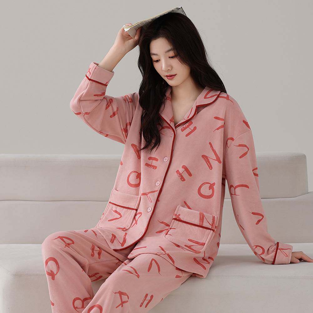 官方正品珊瑚绒睡衣女秋冬加厚开衫薄绒法兰绒春秋薄款可外穿海岛