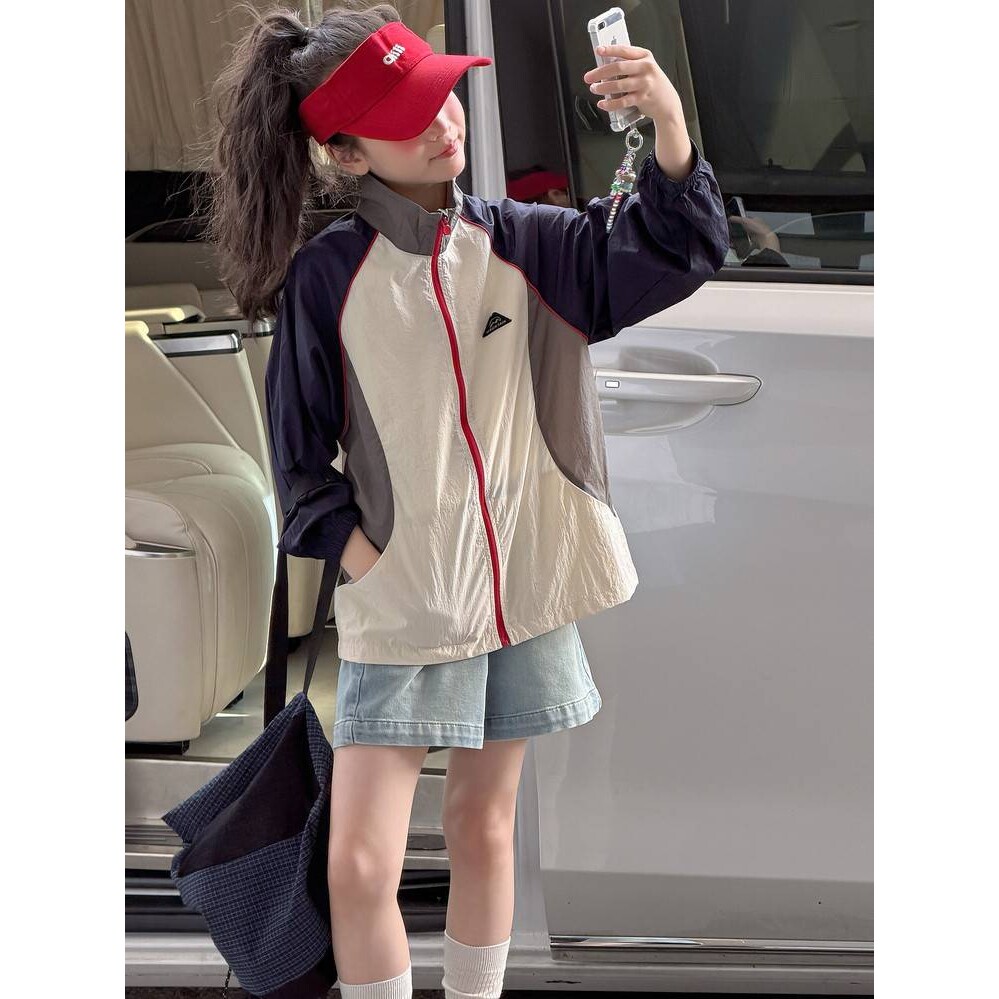 官方正品女童夏装防晒服2026夏季新款女孩韩版休闲薄款连帽外套夏