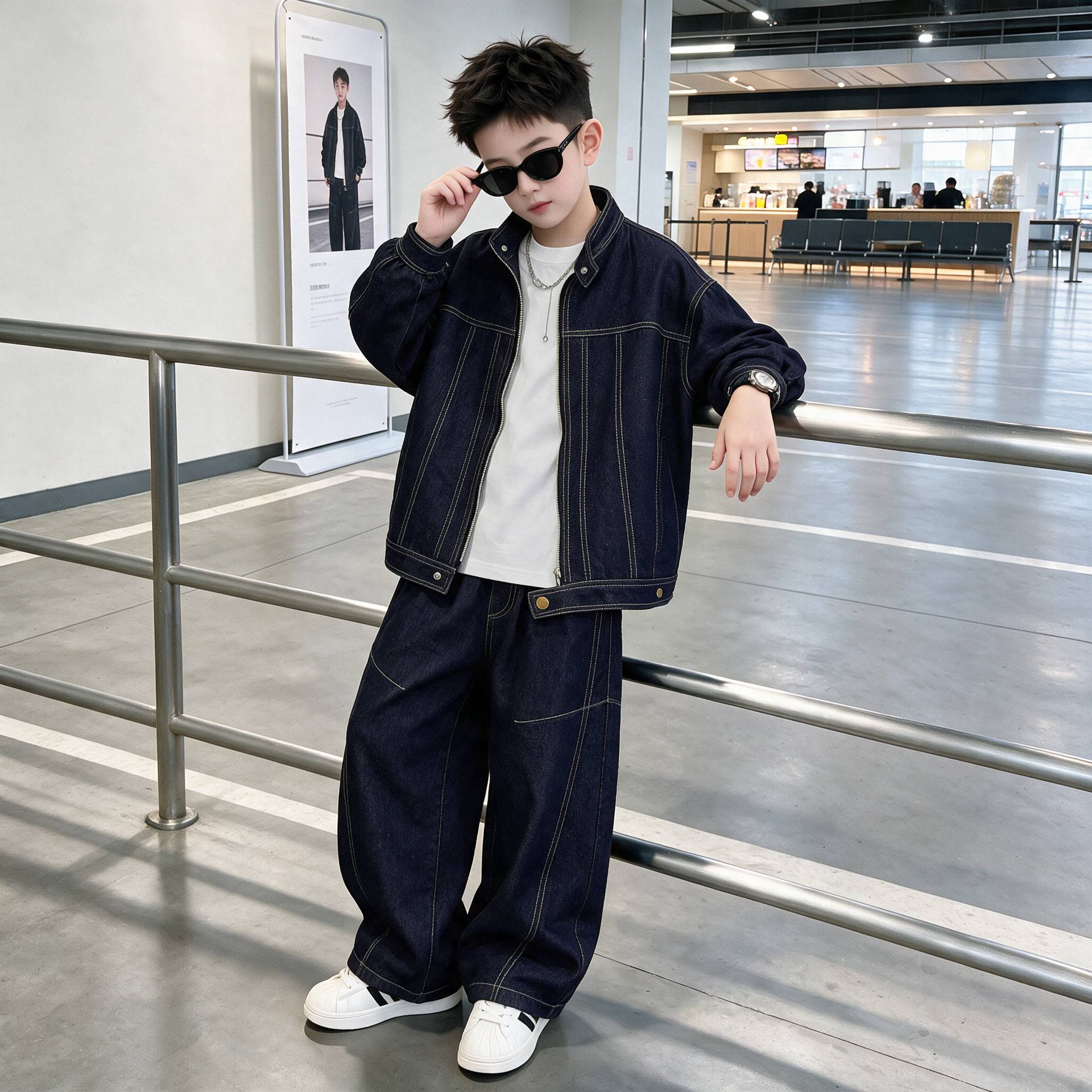 官方正品男童秋装牛仔套装2026新款中大童秋季男孩帅气儿童春秋款