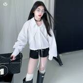 气质白衬衫 新款 中大童甜酷短款 长袖 官方正品 衬衣春装 女童2026春季