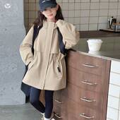 中大儿童韩系抽绳收腰外套宽松连 新款 官方正品 女童风衣2026年春季