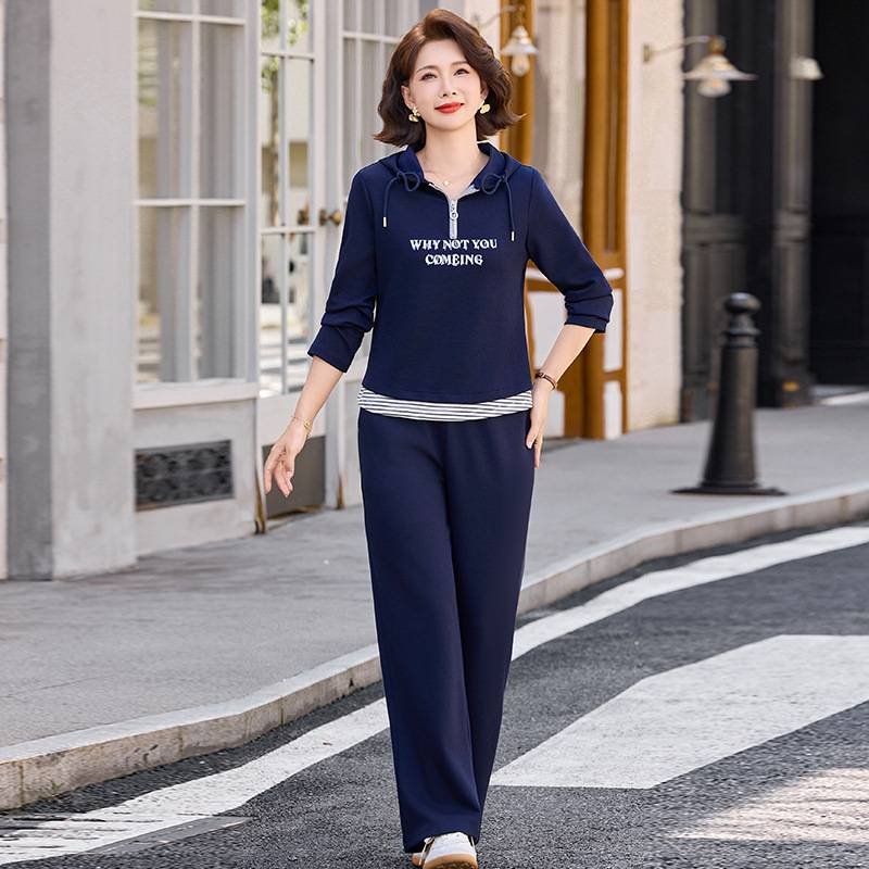 官方正品2026新款妈妈装春秋套装女时尚气质显瘦中老年女装休闲运