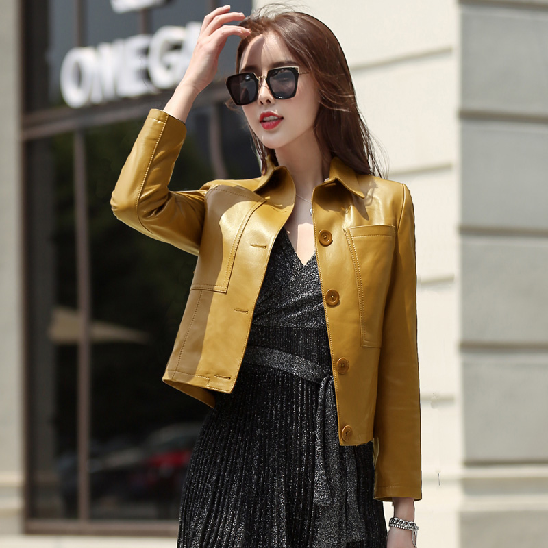 2020春秋新款绵羊皮真皮皮衣女皮夹克韩版短款修身小皮衣休闲外套|msdalam kategori Butik wanita / wanita, pakaian kulit - dari Buy2taobao.com untuk memberikan perkhidmatan ejen Taobao profesional membeli