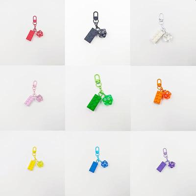 钥匙扣金属配件汽车背包亚克力面diy挂件数字色子骰子彩色饰品20