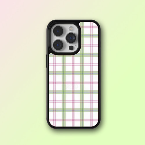 WF同款绿粉格纹iPhone16手机壳潮