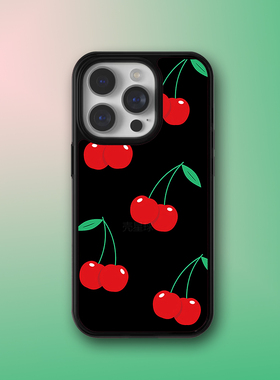 iPhone16欧美风WF经典款黑红大樱桃15plus手机壳苹果14promax防摔13mini适用12/11/xsmax