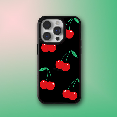 WF经典款黑红大樱桃15plus手机壳