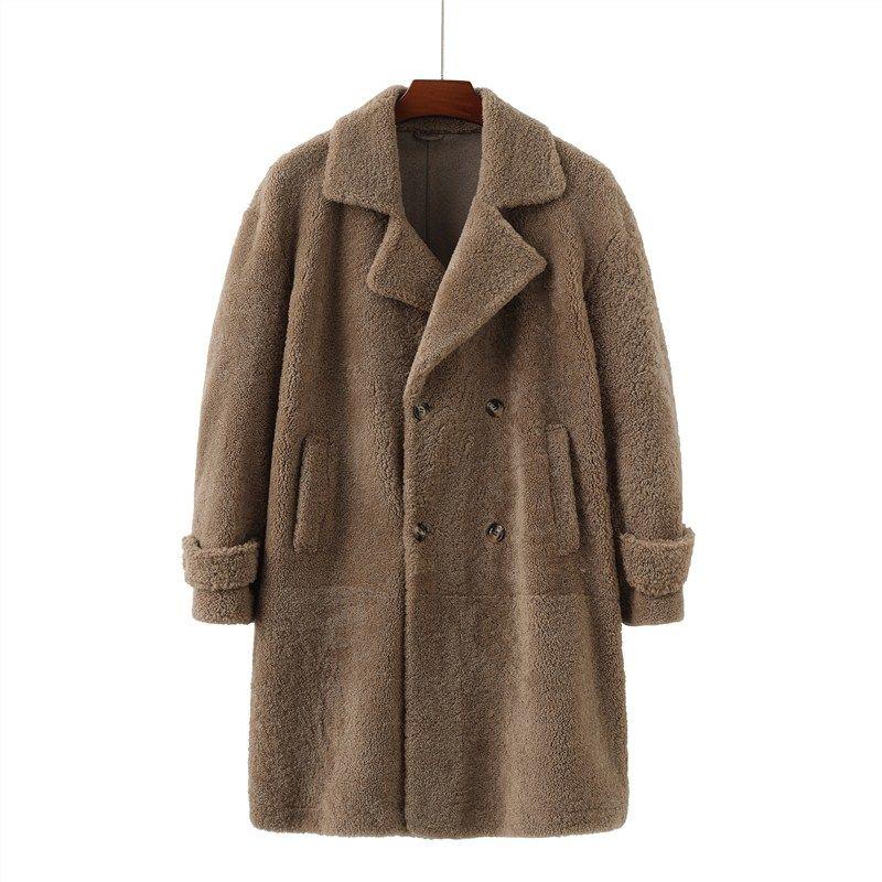 合金双排扣大版宽松羊剪绒外套