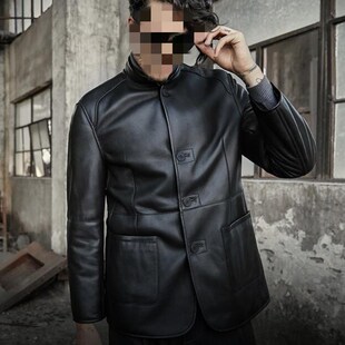 铄金羊羔毛真皮皮毛一体皮衣男外套冬羊毛羊剪绒皮草立领大衣皮衣