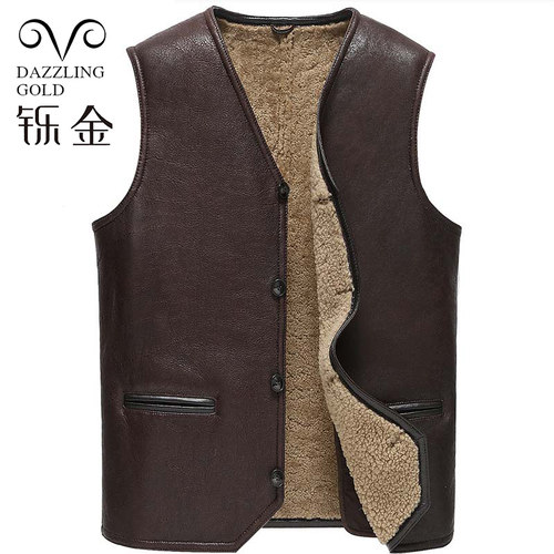 铄金真皮马甲保暖羊毛背心坎肩
