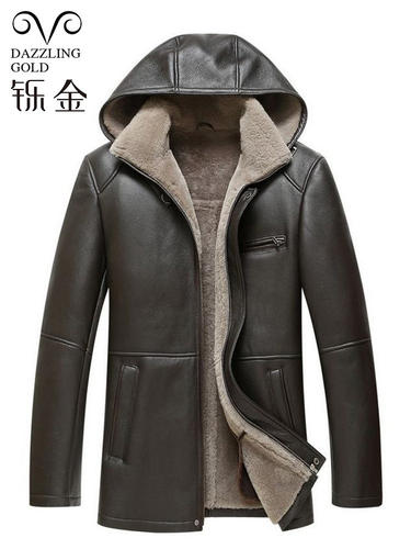 铄金连帽绵羊冬装皮衣