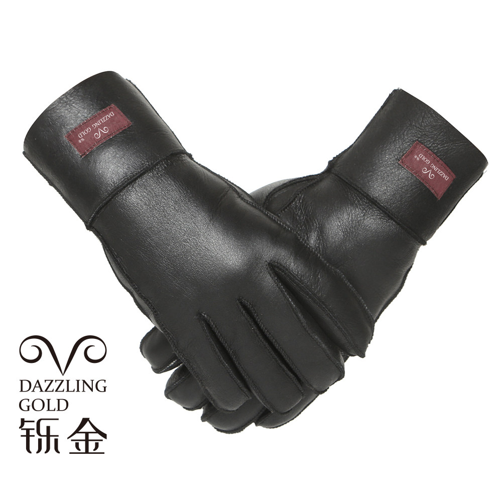 羊毛皮手套男士加厚保暖冬季皮毛一体滑雪真羊皮分指骑行户外包邮
