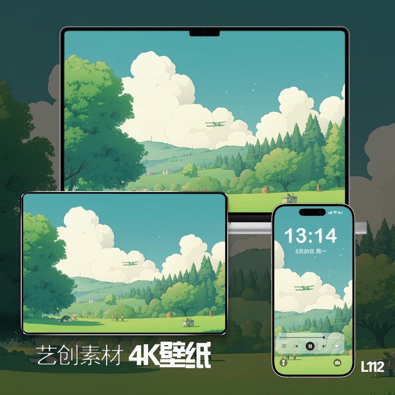 宫崎骏风风景插画二次元壁纸iphone苹果手机mac电脑ipad平板壁纸