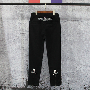 情侣休闲保暖加绒运动裤 潮牌冬季 经典 mmj刺绣拉链骷髅头长裤 新款