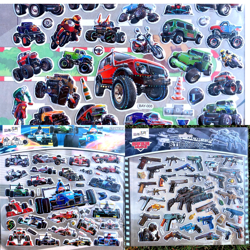 大号交通小汽车轮船飞机卡通幼儿园宝宝益智早教贴画儿童立体贴纸