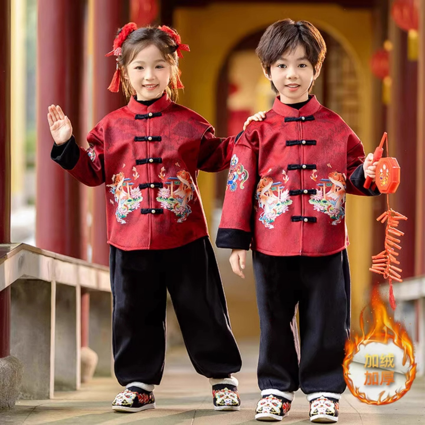 儿童中国风唐装加绒套装