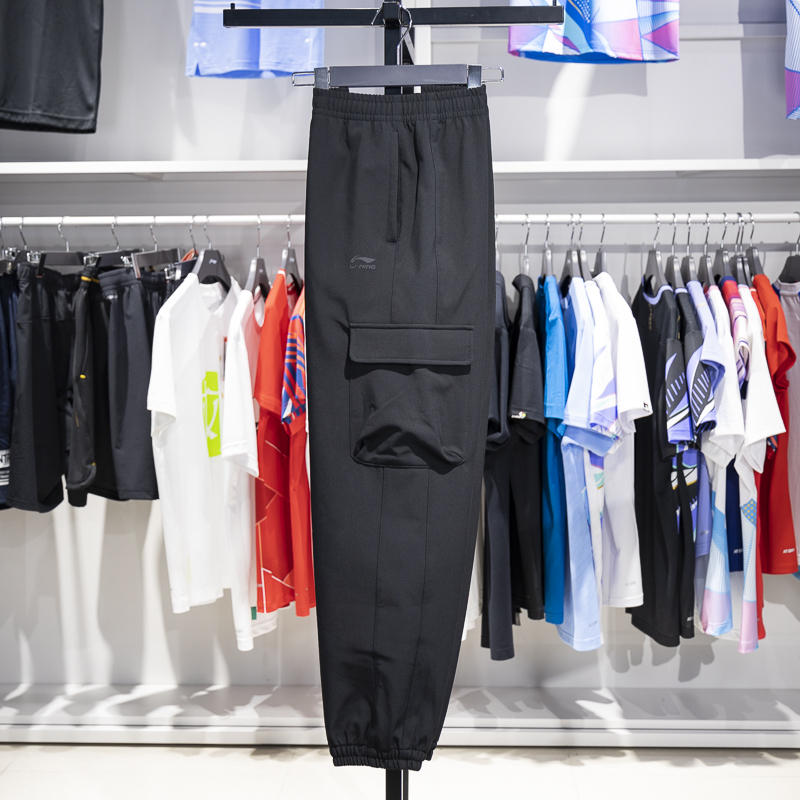 李宁束脚男子保暖防泼水运动裤