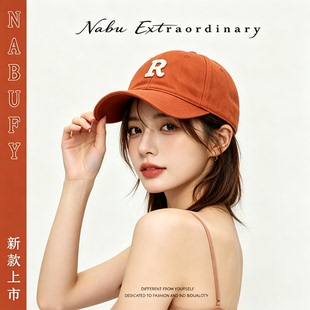 纯棉*潮牌R字母水洗棉棒球帽男女韩版ins时尚百搭软顶鸭舌显脸小