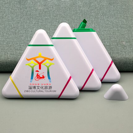 儿童可爱三角形荧光笔创意个性三边彩色记号笔3色划重点笔学习用