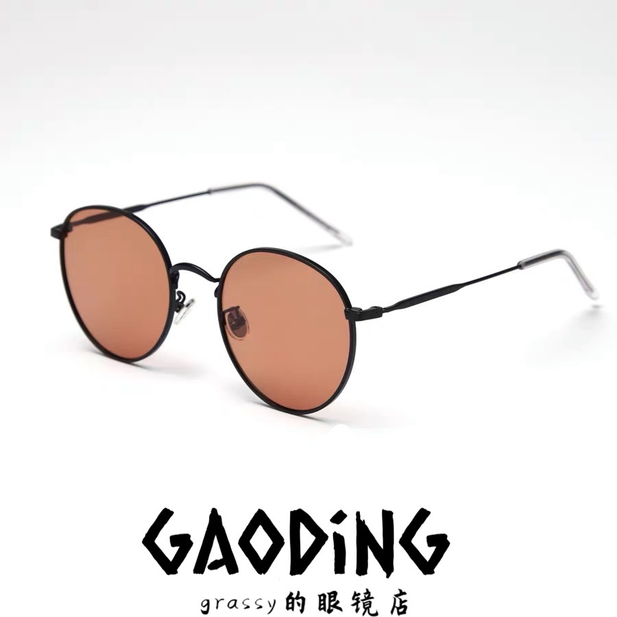 韩国街拍圆形太阳眼镜女复古