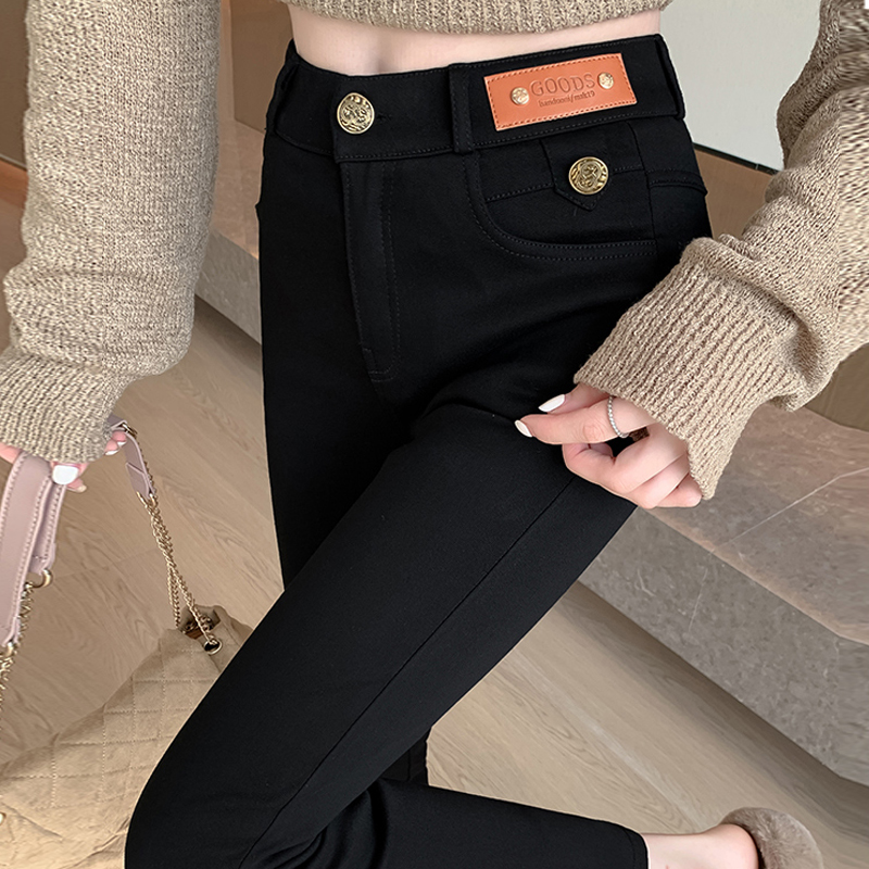 黑色法棍直筒烟管裤女2024夏季