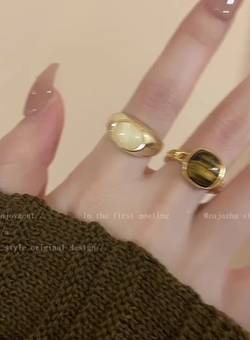 美拉德复古开口戒指女小众设计感气质食指戒网红时尚个性闺蜜指环