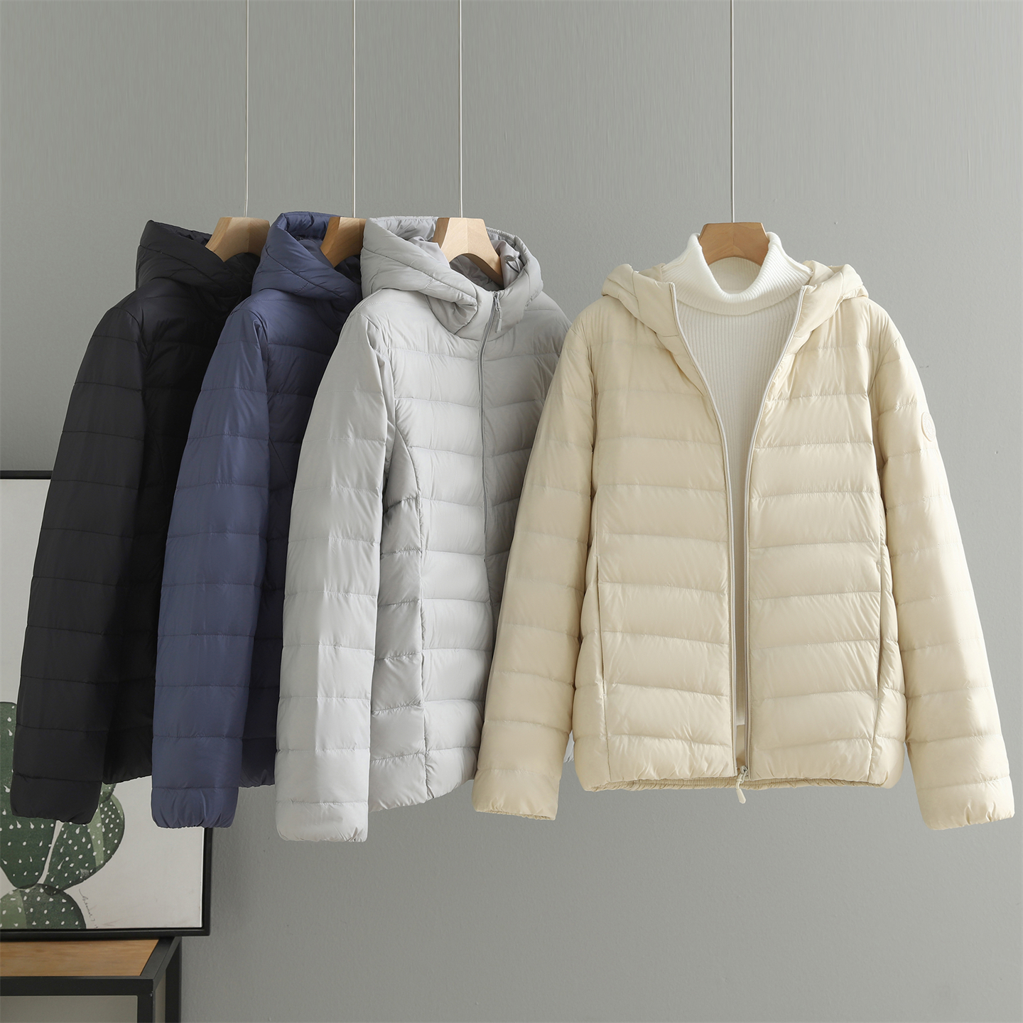 冬季轻薄90白鸭绒羽绒服外套短款