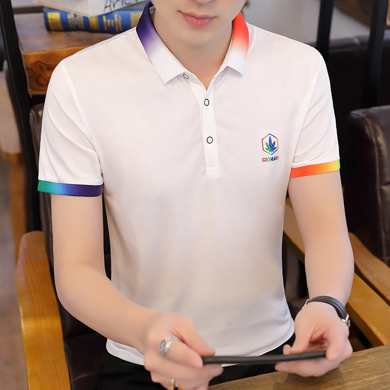 Summer thin men's short sleeve T-shirt Lapel polo shirt men's half sleeve T-shirt business leisure slim high end trend