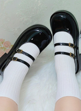 复古小皮鞋春秋季新款中跟女鞋百搭学院风jk鞋子厚底圆头玛丽珍鞋