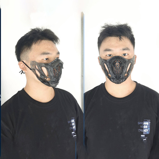 半脸遮盖下班帅气甲胄黑武士面具