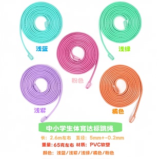 中小学生体育达标专用跳绳马卡龙色无手柄初学不打结儿童考试绳子