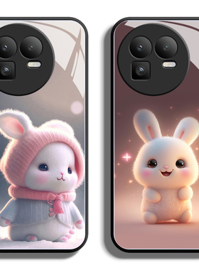 适用realme真我GT8玻璃手机壳realmeGT8pro保护套oppoRealmeGT8P防摔oppo全包软超薄潮男硅胶女个性萌兔定制