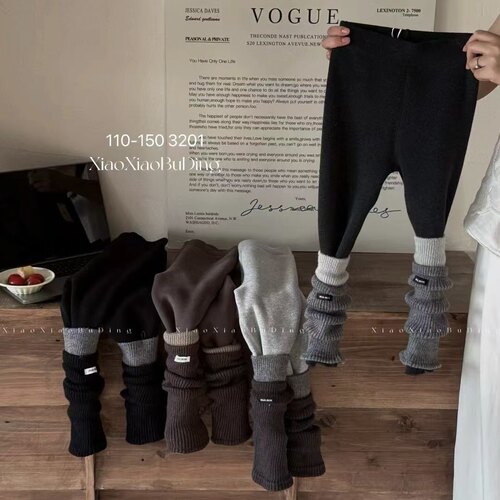 小小布丁女童冬韩版加厚950克一体绒堆堆袜可拆卸打底裤一条过冬