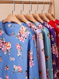 圆领印花中老年妈妈全棉大码 宽松薄款 保暖线衣 女纯棉套装 秋衣秋裤