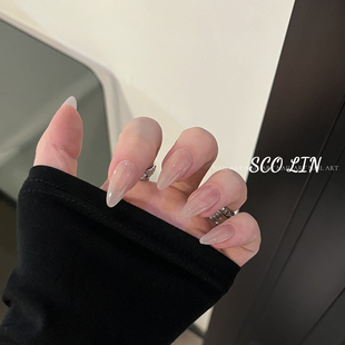 LinLin【温柔】手工定制甲片ins绝美耐看纯色美甲长杏仁穿戴甲