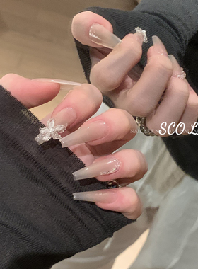 渐变清冷冰花长芭蕾穿戴甲