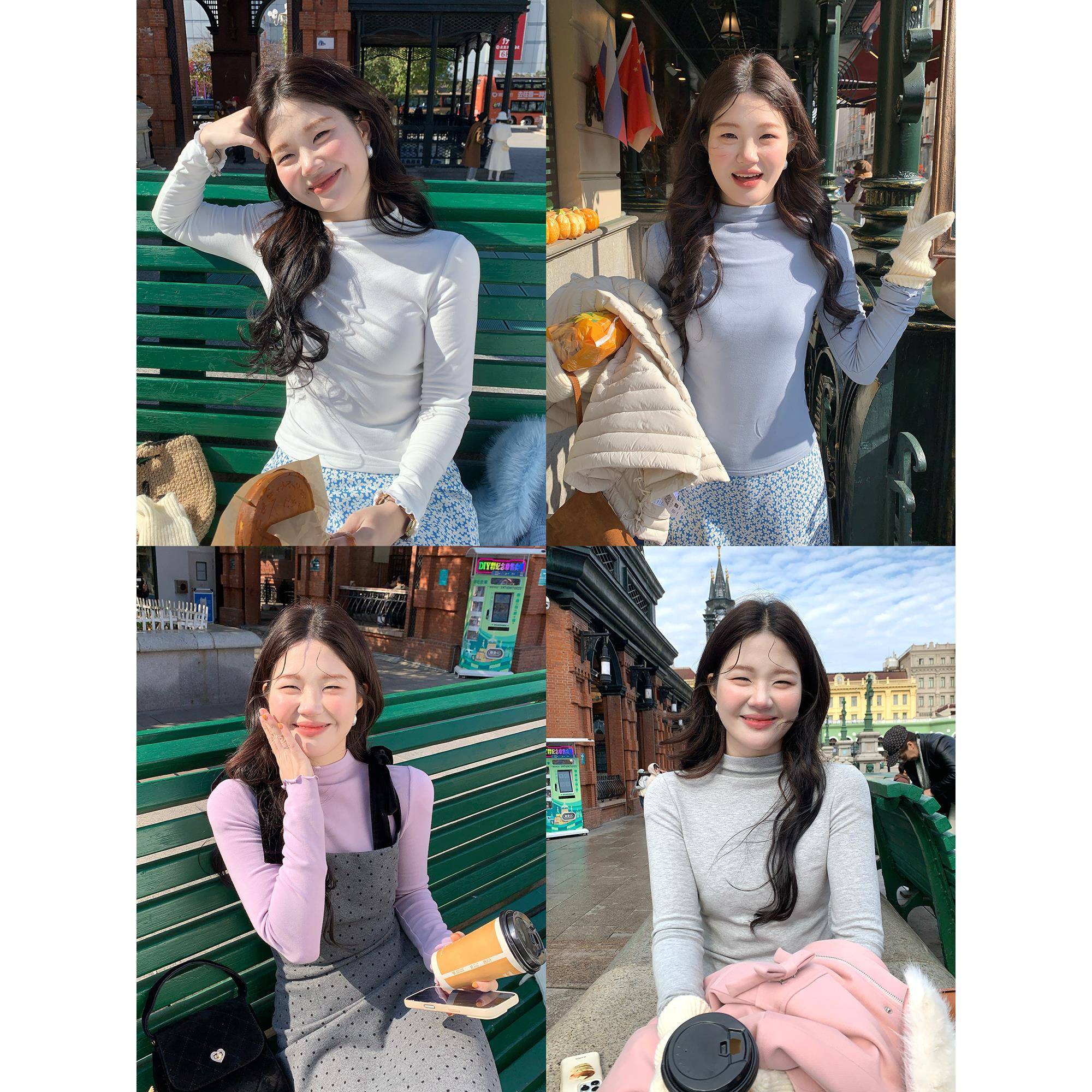 火火火【百搭随性】韩版半高领打底衫女针织衫温柔风秋冬内搭上衣