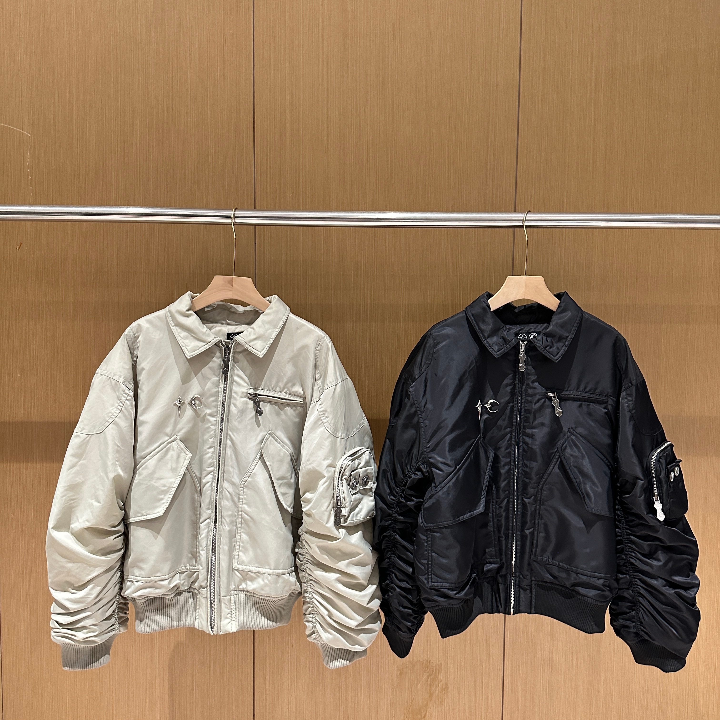 Thug club星月铆钉金属拉链Bomber飞行夹克小众重磅棉服短宽外套