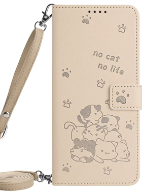 压花小猫适用iPhone17air/16/15/14promax斜挎苹果13/12/11promax/xsmax/xr翻盖手机壳6s皮套7/8plus