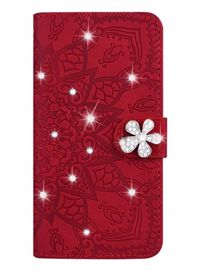 小牛纹压花适用苹果17air/16/15/14/13/12贴钻11promax翻盖手机壳xr皮套567P8P