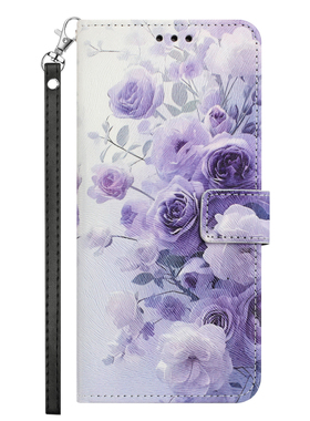 紫色玫瑰适用iPhone17air/16e/15/14promax苹果13/12/11promax/xsmax/XR翻盖手机壳6s皮套7/8plus