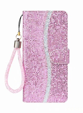 亮片闪粉适用iPhone17air/16E/15/14/13/12/11promax/xr翻盖手机壳6s皮套78plus