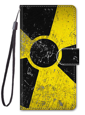 黄黑标志适用iPhone16/15/14/13/12/11promax/xr翻盖手机壳6s/7G/8G皮套