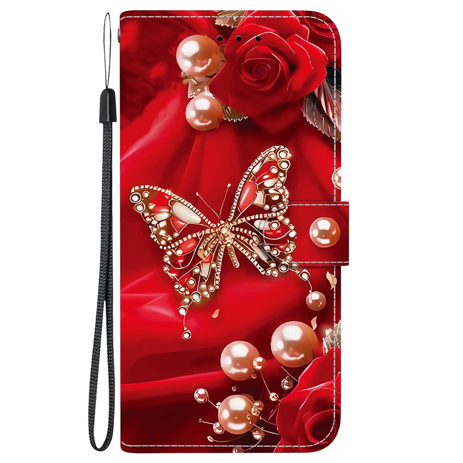 珍珠蝶玫瑰适用iPhone17air/16E/15/14/13/12promax苹果11/xr/xsmax翻盖手机壳6s皮套7/8plus