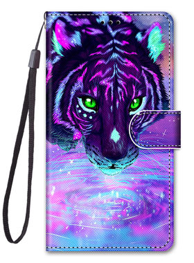 老虎喝水适用iPhone16/15/14/13/12/11promax/xr翻盖手机壳6s皮套7G/8G