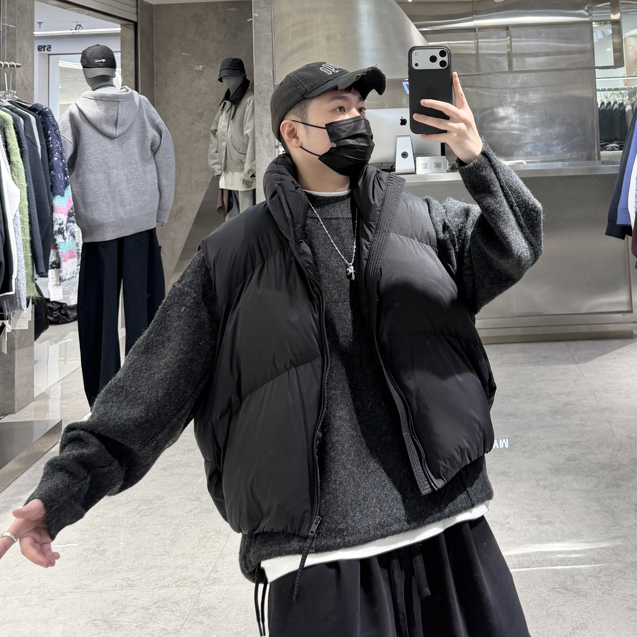 潮牌冬季立领鹅绒马甲男韩版简约面包结构宽松青年保暖羽绒背心潮