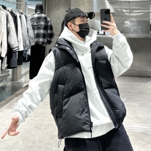 潮牌冬季纯色羽绒马甲男ins韩版简约宽松青年百搭保暖羽绒服背心
