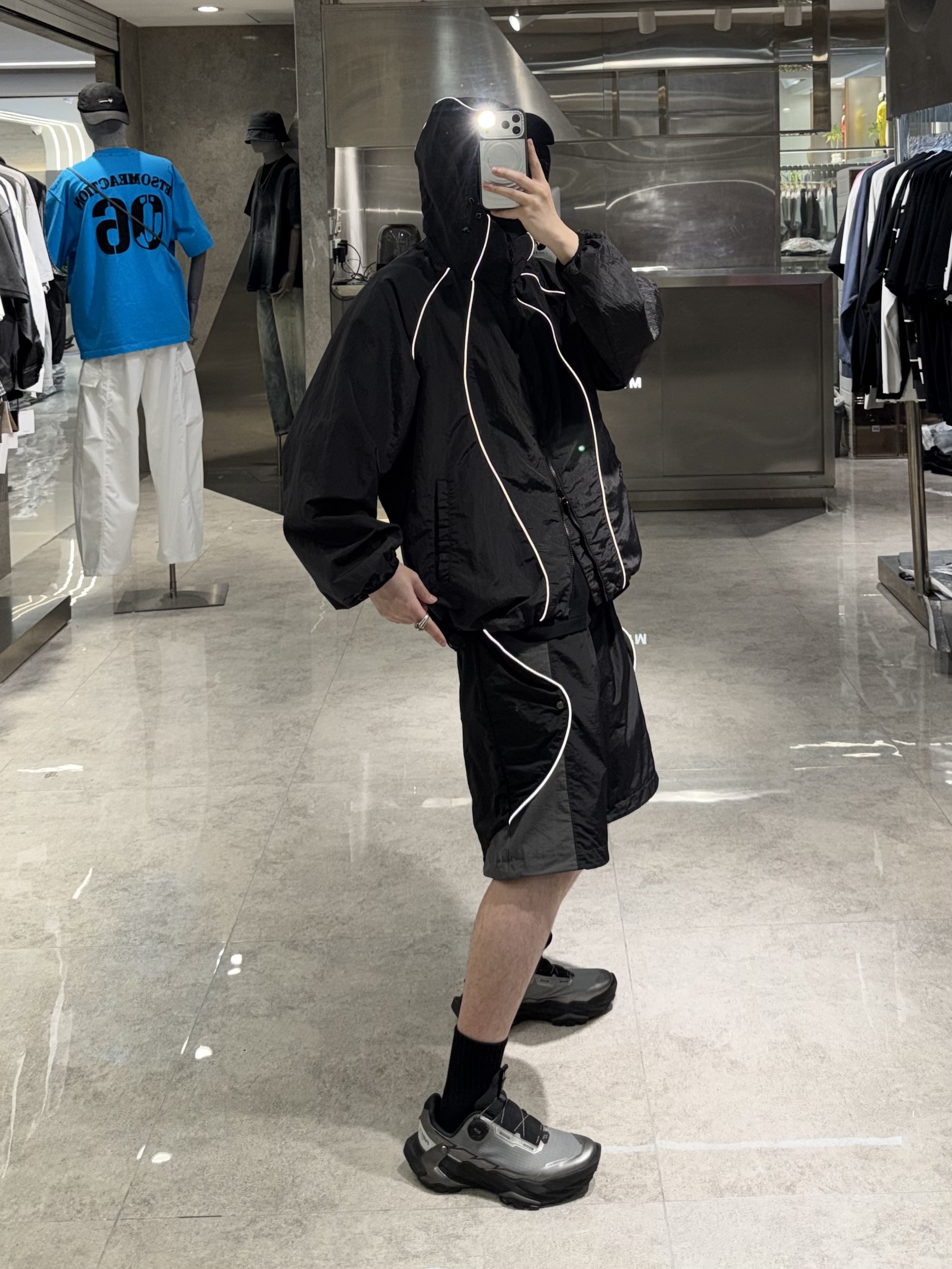 潮牌夏季薄款防晒衣男结构拼接夜光连帽宽松青年户外运动休闲外套