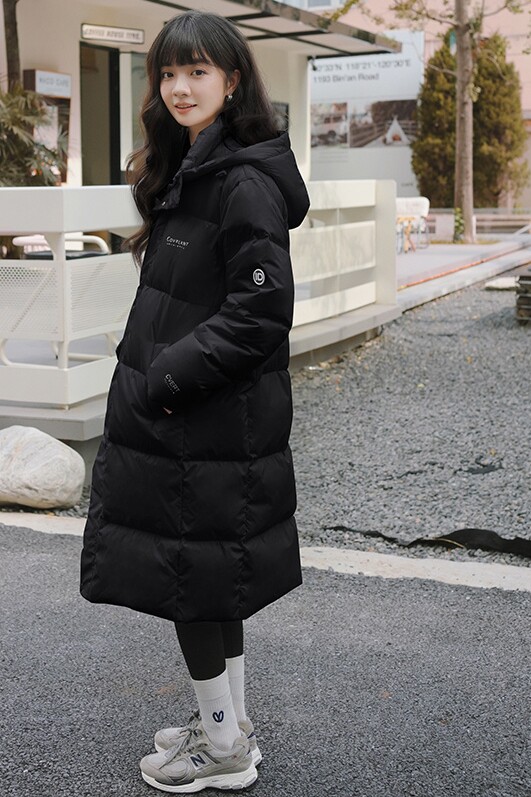 DONGJI2025年韩系长款连帽简约风情侣款白鸭绒羽绒服L030P245K358,女装羽绒服,2C220