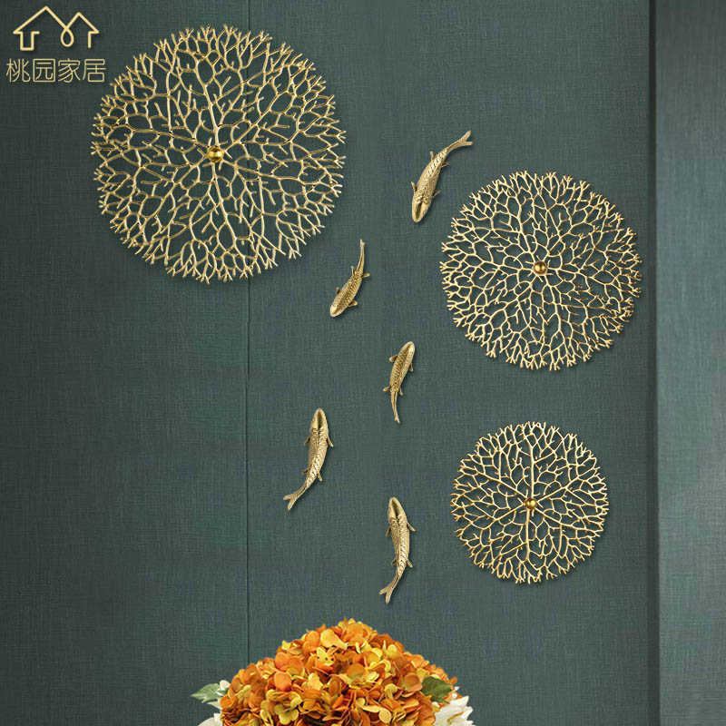 黄铜新中式客厅玄关3d立体挂件